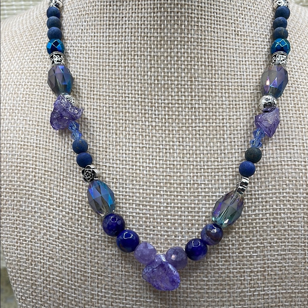 Tanzanite Nuggets, Lapis, Amethyst,  Faceted Crystal, Sterling.